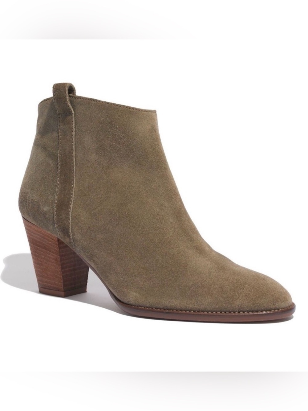 Madewell 1937 Billie Boot Ankle Zip Up Sz 9 Olive Green Suede Chunky Heel